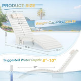 Compsia Pool Lounge Chairs Outdoor，Aquawave Lounge Chair, HDPS Long Pool Chairs for in Pools, Weighted All Weather Tanning Chair with Headrest for Outside Beach Patio Sun Bathing Hotel, White