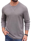 Askdeer Men's Waffle Long Sleeve T-Shirt Casual Lightweight Pullover Tees