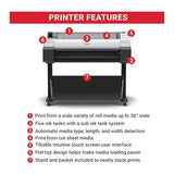 Canon imagePROGRAF TM-340 36" - Large Format 5 Color Poster & Plotter Printer with Media Detection