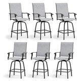 Sophia & William Swivel Bar Stools Set of 6, Outdoor Bar Height Chairs, High Top Patio Chairs, Supports 300 lbs (Grey Fabric)
