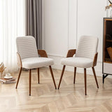 YOUUGIOR Dining Room Chairs,Mid Century Modern Kitchen Chairs,Upholstered Beige Fabric