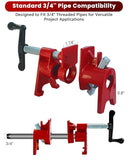 ATPEAM Wood Gluing Pipe Clamp Set | 6 Pack 3/4’’ Heavy Duty Cast Iron Quick Release Pipe Clamps for Woodworking with Unique Foot Design (6, 3/4'')