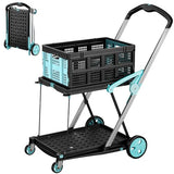 Foldable Shopping Cart, 200 lbs Capacity Grocery Carts on Wheels with Collapsible Crate Heavy Duty