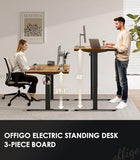 Height Adjustable Desk with Power Outlet & 1.38" Thick 3-Piece Desktop, Sit Stand Computer Desk for Home, Office