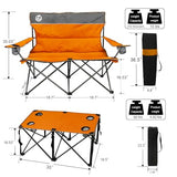Northroad Folding Camping Chair Set of 4, Portable Collapsible Conversation Set w/1 Sofa, 2 Single Chairs, 1 Table for Family Patio, Outdoor Travel, Beach(Orange)