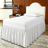 ANARACHON Dorm Bed Skirt Twin XL 32 Inch Drop, 100% Microfiber Extra Long College Dust Ruffle Bedskirt for Adjustable Beds, Elastic Wrap Around Design, White