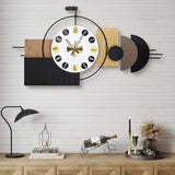 Anmotpe Luxury Modern Wall Clocks-Large Geometric Dial Wall Clock Battery Operated,Wood Metal Frame Big Clock Silent Non Ticking for Living Room, Bedroom,Kitchen,Office -42X21.6 Inch