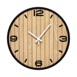 AXAORIRA 12 Inch Round Wall Clock Battery Operated, Wooden Decorative Analog Clocks Non-Ticking Quartz for Apartment, Living Room, Bedroom, Hallway, Classroom - Gifts for Family and Friends