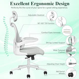 SUNNOW Ergonomic Office Chair, Comfy Mesh Desk Chair, High Back Computer Gaming Chairs with Adjustable Lumbar Support, Flip-Up Arms
