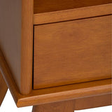 SIMPLIHOME Draper 64" Tall Solid Wood 5-Shelf Bookcase in Teak Brown