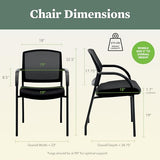 Office Chair, Black Guest Seat with Arms and Casters, Mesh Back