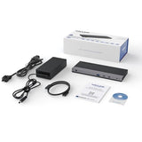 Laptop Docking Station, Docking Station 3 Monitors with 2* DP+HDMI, 4K@144Hz,130W PD Charger, USB-C/A 10Gb, 3* USB-A 5Gb, Audio