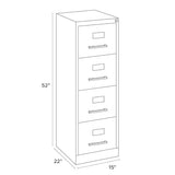 Scranton & Co 22" 4-Drawer Metal Letter Width Vertical Filing Cabinet in Black, Lockable