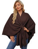 PULI Women's Elegant Shawl Wraps Soft Open Front Poncho Sweater for Spring Fall Winter caramel