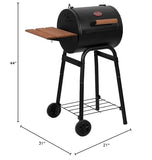 Pro Charcoal Grill and Smoker with Cast Iron Grates, Premium Wood Shelf and Damper Control, 250 Cooking Square Inches in Black Char-Griller
