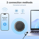 Conference Speaker and Microphone, Dual AI Mics with 360° Voice Pickup & Clear Sound, 10–14H Call Time, Bluetooth & USB-C/A Connection, Speakerphone for 1–6 People