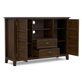 SIMPLIHOME Burlington 54" Wide Solid Wood TV Stand in Mahogany Brown