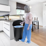 2 Pack | Plastic Kitchen Waste Bin with Odor Protection of Lid | Hands Free with Step On Foot Pedal and Garbage Bag Rings