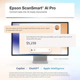 Wireless Desktop Color 2-Sided Document & Tax Receipt Scanner with ScanSmart AI PRO Data Management Software for PC