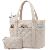 LOVEVOOK Puffer Tote Bag for Women, Quilted 15.6" Work Tote with Zipper, Large Travel Essentials Handbag with Cup Holder, Puffy Purse for Teacher, Nurse, Gym, Overnight, Carry On Shoulder Bag