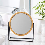 Vanity Round Mirror with Bamboo Rim Amazon Basics