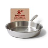 5-Ply Stainless Steel Frying Pan Non Toxic Cookware Stay Cool Handle 8" PFAS, PFOA & PFTE Free Alva