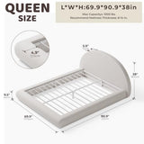 RECCI AirFrame Half-Moon Upholstered Queen Platform Bed Frame