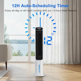 Windowless Portable Air Conditioner, 32 Inch Cooling Fans that Blow Cold Air, 3-in-1 Tower Fan with Remote, 3 Speeds, 120° Oscillation Swamp Cooler, 12H Timer Evaporative Cooler for Bedroom Indoor Use