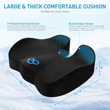 BlissTrends Seat Cushion,Thick Memory Foam Cushions for Office Chair, Car Seat, Airplane, Relieving Pressure Tailbone 4.7in Thick Black
