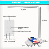 JOSTIC LED Desk Lamp with Wireless Charger, USB Charging Port, Desk Light with 10 Brightness, 5 Color Modes, White