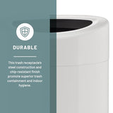 Safco Open Top Trash Can, 14 Gallon Stainless Steel Modern Garbage Can for Indoor Use