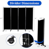 Room Divider 6FT Room Partition with Lockable Wheels, (Thicked Metal Base) Room Dividers