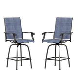 Sophia & William Patio Swivel Bar Stools Set of 2, Bar Height Patio Chairs, High Top Patio Chairs, Supports 300 lbs (Blue Fabric)