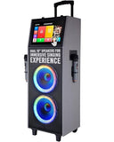 Dolphin Karaoke Box 2100R Rechargeable Portable Karaoke Machine – 2 Wireless Mics, 14" Touchscreen, Dual 10" Speakers, Voice Modulation, Bluetooth, USB, TF, FM, AUX, LED Lights PA System Sing & Stream