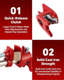 ATPEAM Wood Gluing Pipe Clamp Set | 6 Pack 3/4’’ Heavy Duty Cast Iron Quick Release Pipe Clamps for Woodworking with Unique Foot Design (6, 3/4'')