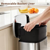 PayLessHere Trash Can with Lid, 13 Gallon (50L) Stainless Steel Kitchen & Office