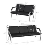 Kinsuite 7-Seat Waiting Room Chairs with PU Leather - 3Pcs Office Waiting Room Bench Reception Chairs