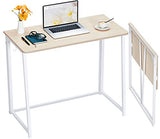 Folding Desk, Small Foldable Desk 31.5" for Small Spaces, Space Saving Computer Table Writing Workstation, Oak