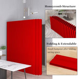 Red Folding Privacy Screen Room Divider - Deformable Decorative Partition for Office, Store