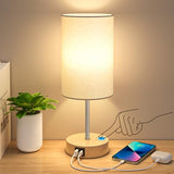 AKASUKI Table Lamp for Bedroom, 3 Way Dimmable Touch Lamp with Dual Charging Station, Small Bedside Lamps(LED Bulb Included)