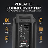 Party Speaker Dolphin Bluetooth SP-2080RBT - Dual 8” Woofers, Wireless Mic, Deep Bass & LED Lights with USB/SD, Rechargeable Battery – Huge Bluetooth Party Speaker for Indoor & Outdoor Use - Black