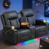 Loveseat Recliner Sofa, Home Theater Seating with Center Console