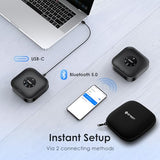 Conference Speakerphone M0 Plus, 4 AI Mics 360° Voice Pickup, Noise Reduction, USB C Speaker, Bluetooth Conference Speaker