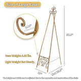 Metal Scroll Extra Large Free Standing Adjustable Display Stand Easel with Chain Support, Heavy Duty Easel for Sign, Wedding