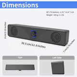 BRYNCO Computer Speakers for Desktop Monitor, USB Powered Wired PC Soundbar with 3.5mm AUX, Plug & Play Speaker Bar with Volume Knob, Clear Sound for Laptop, PC, Home and Office, Black