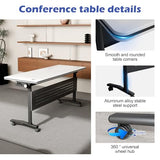 Aethelwyn Modular Folding Conference Table with Wheels, Flip Top Mobile Training Room Tables