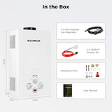 CAMPLUX Propane Water Heater, 2.11GPM Portable Water Heater for Camping, 55,000 BTU Portable Hot Water Heater Outdoor, BW211, White