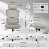 BESTFAIR High Back Ergonomic Office Chair, Breathable Mesh Desk Chair with Lumbar Support, Adjustable Headrest (LightGray, 1Pack)