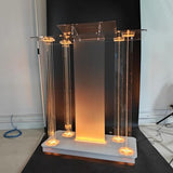 Customizable Logo & Text Church Pulpit,Transparent LED Acrylic Podium with Wheels and Vertical Reading Platform