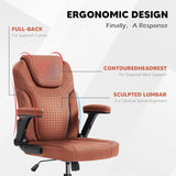 SEATZONE Brown Office Chair Ergonomic Desk Chair with Lumbar Support, Flip-Up Arms, Adjustable Swivel Computer Chair with Wheels